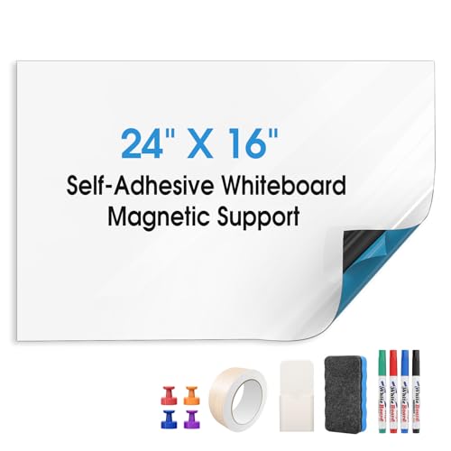 MaxGear Whiteboard Sticker 24 x 16 Inch, Peel and Stick Dry Erase Board - size: 24"W x 16"H