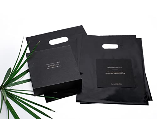 Choice Marts 100 Black Plastic Bags With Handles 9x12 Merchandise Bags - color: Black