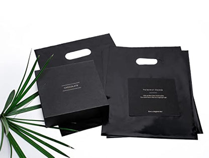 Choice Marts 100 Black Plastic Bags With Handles 9x12 Merchandise Bags - color: Black