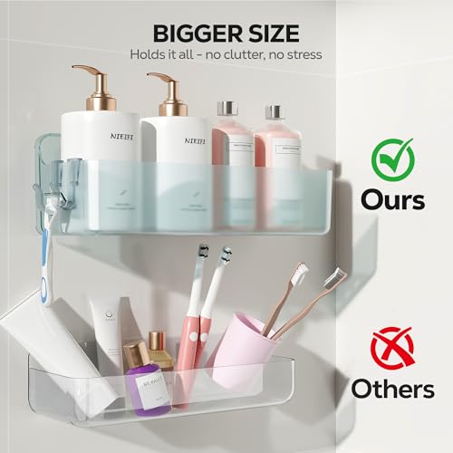 Nieifi Adhesive Shower Shelves, Blue, 5 Pieces - color: Blue-Clear, size: 5 pieces