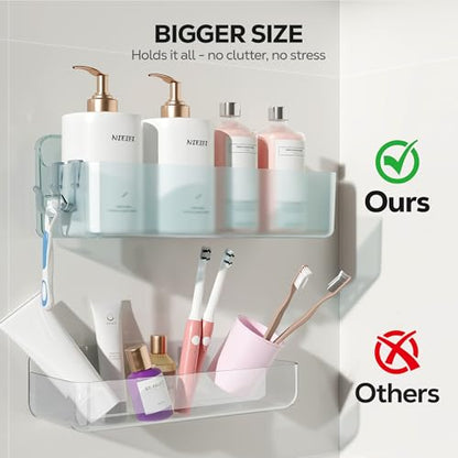 Nieifi Adhesive Shower Shelves, Blue, 5 Pieces - color: Blue-Clear, size: 5 pieces