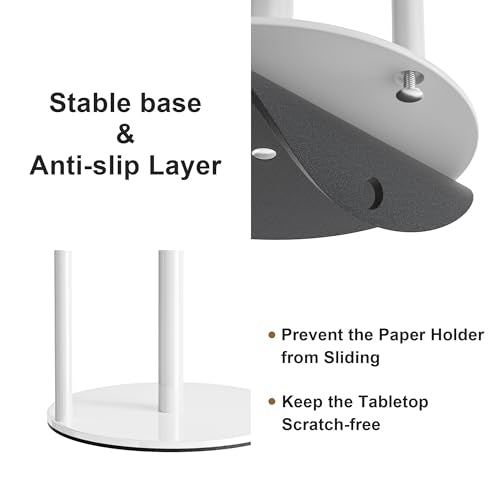 Paper Towel Holder White Stainless Steel Kitchen Countertop Roll Organizer - color: White