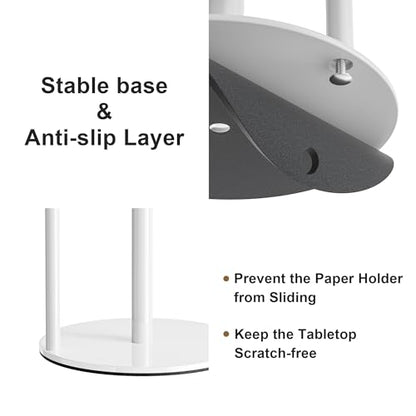 Paper Towel Holder White Stainless Steel Kitchen Countertop Roll Organizer - color: White