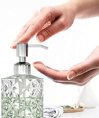 GLADPURE Soap Dispenser, 2 Pack, 12 Oz, Clear Diamond Design Glass