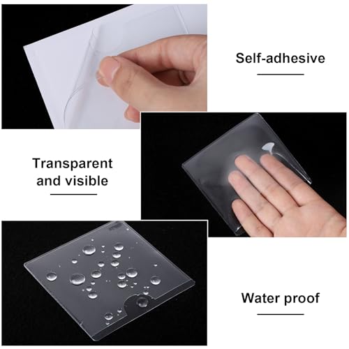 36 Pack Adhesive Index Card Pockets, 3.5" x 3.5", Clear, Top Open - size: 3.5 x 3.5 Inches