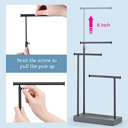 SRIWATANA Weathered Grey & Black Jewelry Organizer, 3-Tier Necklace Stand - color: weathered grey