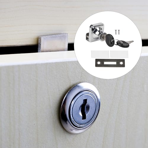 10mm Thickness Cabinet Display Case Glass Door Security Lock with 2 Keys and Fitting Parts Replacment Silver Tone
