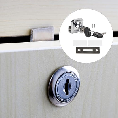 10mm Thickness Cabinet Display Case Glass Door Security Lock with 2 Keys and Fitting Parts Replacment Silver Tone