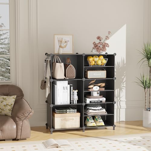 AWTATOS 6 Cube Closet Organizer Storage Shelves, Black - color: Black