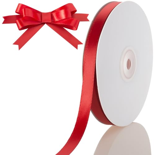 3/8 Inch Red Ribbon 50Yards – Perfect for Gift Wrapping - color: Red, size: 3/8"