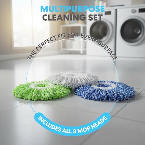 Simpli-Magic 79349 Spin Mop Cleaning System with 3 Microfiber Mop Heads, Red/Black - color: Red