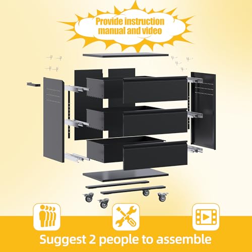 35.5" Rolling Tool Cabinet with 3 Drawers and Side Pegboards - color: Black, size: 18.1"D x 30.3"W x 35.5"H