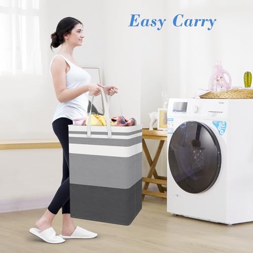BlissTotes 3-Pack Laundry Basket, Collapsible Laundry Hamper, Grey, 75L - color: Grey, size: 75L