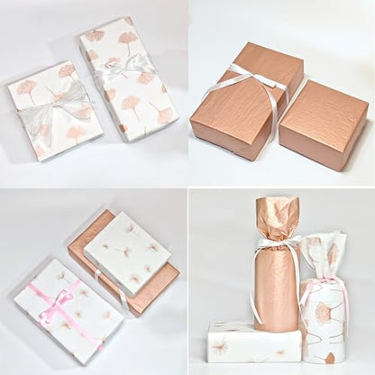 30 Sheets Rose Gold Tissue Paper for Gift Bags, Metallic Ginkgo Leaves Dandelion Gift Wrapping Tissue Paper Bulk, Elegant Art Tissue for Graduation, Birthday Party Weddings,19.7x13.8inch - color: Ginkgo Leaf 30P