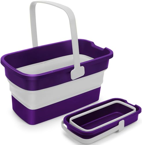 Collapsible Bucket with Handle for Mop Windows Cleaning,3 Gallon - color: Purple