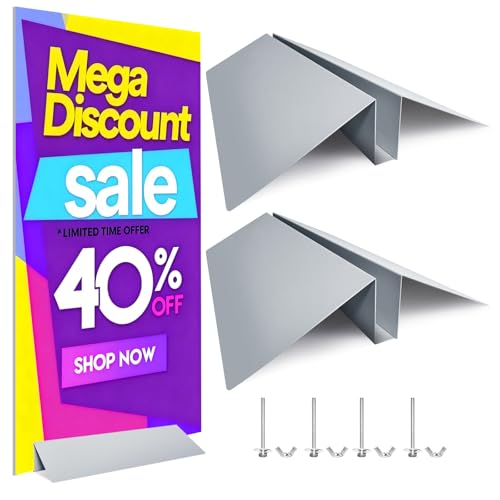 2 Pcs Metal Floor Sign Stand Holder, Adjustable Foam Board Stand Base Fits 24" Wide Board up to 72" Tall, Compatible with Composite Foam Board and Acrylic Glass Signs - Base Only