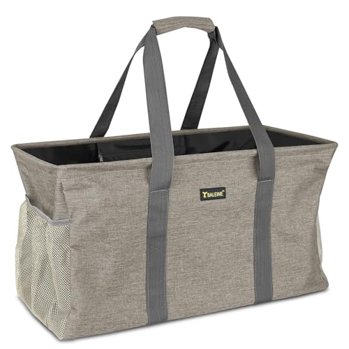 BALEINE Extra Large Utility Tote Bag with Reinforced Wire Frame, Reusable Grocery Bag for Shopping, Picnic (Beige, 22''x12''x10'') - color: Beige, size: 22''x12''x10''