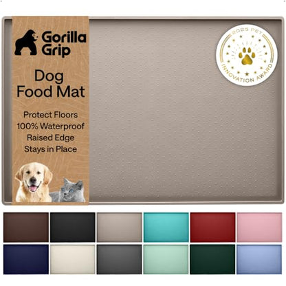 GORILLA GRIP Dog Food Mat, 100% Waterproof Silicone, 26x17 Beige - color: Beige, size: 26"l X 17"w