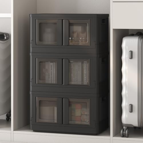 FLEXIMOUNTS 110 QT Stackable Plastic Storage Bins With Lids, Black - color: Black, size: 37 Qt-3 Pack