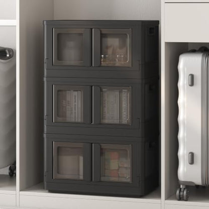 FLEXIMOUNTS 110 QT Stackable Plastic Storage Bins With Lids, Black - color: Black, size: 37 Qt-3 Pack