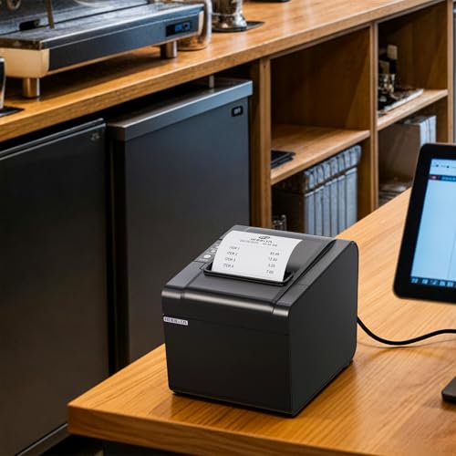 Rongta POS Printer, 80mm USB Thermal Receipt Printer, Restaurant Kitchen Printer with Auto Cutter Support Cash Drawer,USB Serial Ethernet Interface for Windows/Mac/Linux,Do Not Square (RP326)
