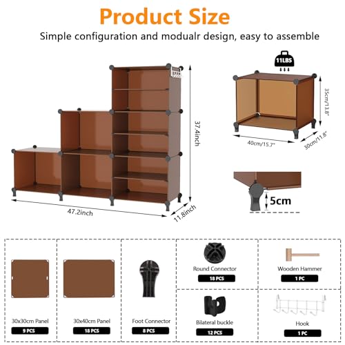 AWTATOS Closet Organizer 6 Cube Storage Shelves, Cocoa Brown - color: Cocoa Brown
