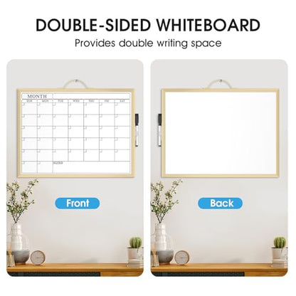 MaxGear Monthly Calendar Whiteboard, Magnetic Double-Sided Board, 16" x 12" - style: Golden Monthly