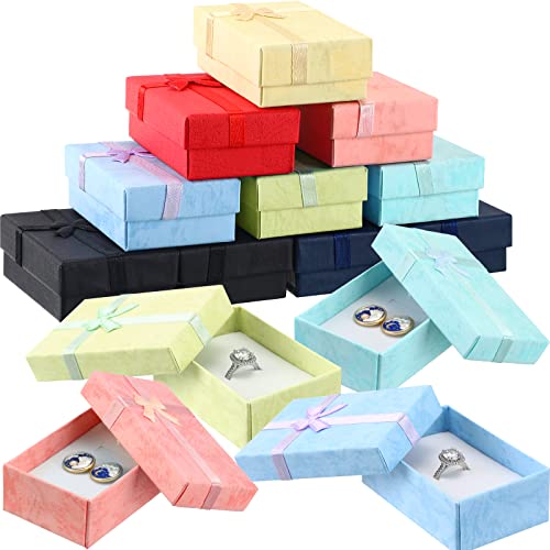 Batiyeer 72 Pcs Small Jewelry Ring Earring Bulk Gift Box with Ribbon Bow