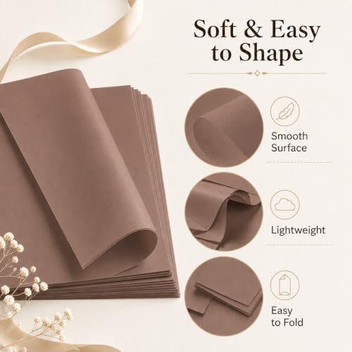 ROVIBIOBIO 100 Sheets Brown Tissue Paper for Gift Bags, 20 x 14 Inch - color: Brown
