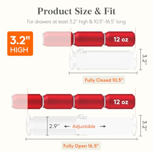 Lifewit 3.2" High Drawer Dividers for Clothes, Adjustable Drawer Organizers - size: 3.2"H, 10.5-16.5"L