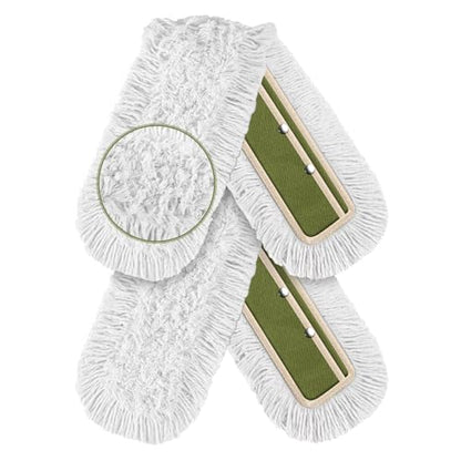36" Commercial Dust Mop Pads Refills: Reusable Mop Head Replacement - color: Green White