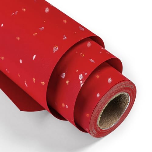 MAYPLUSS Gift Wrapping Paper Roll - 17Inch x 16.5Feet - Elegant Red Gold Foil Design Shiny Flakes Silky Touch Thick Matte Gift Wrap Paper for Christmas, Wedding, Birthday, Holiday,Celebrations - color: Flake Red