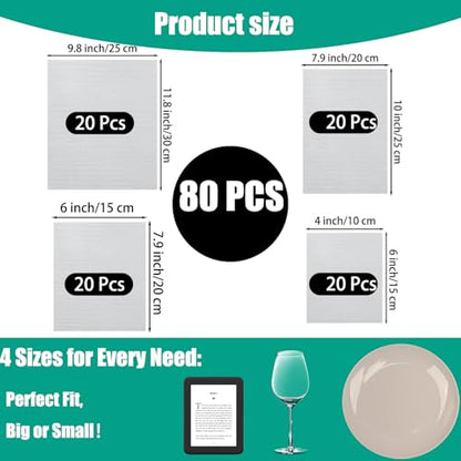 80 Pack Foam Pouches for Packing, Cushion Foam Wrap Sleeves, Moving Pack Pouches, Packing Supplies for Dishes, China, Glassware, 4 Sizes Protective Pack Pouches