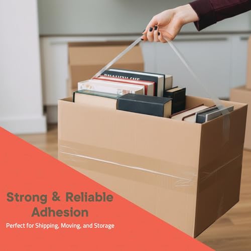 12 Rolls Clear Packing Tape 2 Inch Wide – Strong Adhesion & Durable 1.7 Mil Thickness Clear Packing Tape for Moving, Shipping & Storage – Smooth Unwinding Packaging Tape Refill, 60 Yards Per Roll - size: 12 pack