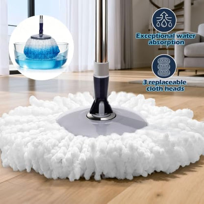 Masthome Spin Mop and Bucket Set,Easy Wring Foot Pedal Operated - color: Dark Blue