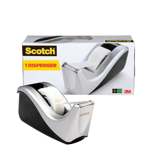 Scotch Desktop Tape Dispenser, Silvertech Two-Tone (C60-ST) (Pack of 12) - size: 1 Count (Pack of 12)