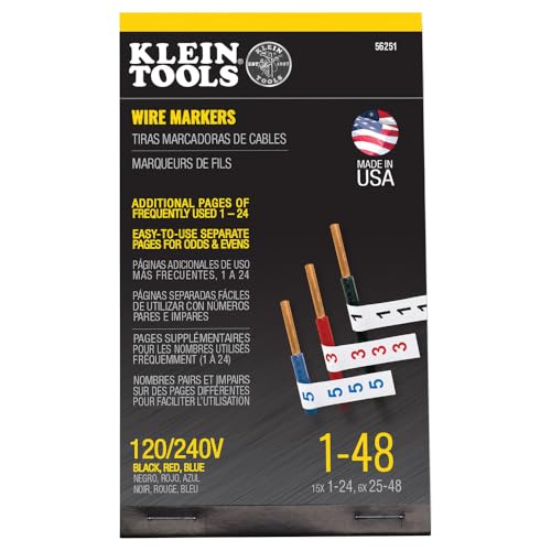 Klein Tools 56251 Wire Marker Book, 120/240V 3 Phase 1-48 - size: 1 Count (Pack of 1), style: 120/240V