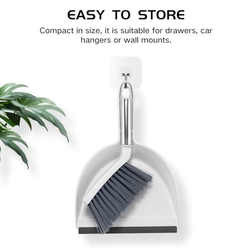 NACENA Mini Broom and Dustpan Set, Small Dust Pan and Brush Set, White&Gray - color: Grey & White, size: 1 Pack