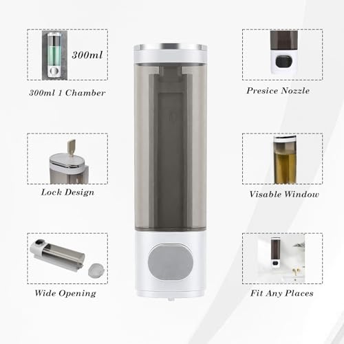 10oz/300ml Single Manual Wall Mounted Soap Dispenser, Silver & White - color: White & Silver
