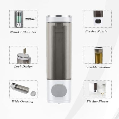 10oz/300ml Single Manual Wall Mounted Soap Dispenser, Silver & White - color: White & Silver