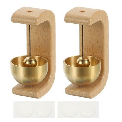 PATIKIL 2Set Shopkeepers Bell Magnetic Hanging Bell, Beech, C Shape - color: Beech