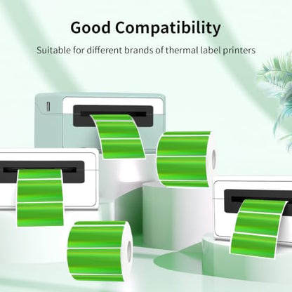 Green Thermal Label 2x1 Inch- Barcode Labels- Holographic Thermal Sticker Labels for Address, Shipping, Compatible with Rollo Label Printer & MUNBYN& Zebra (300 Sheets/Green) - color: Holographic Green, size: 2"x 1"