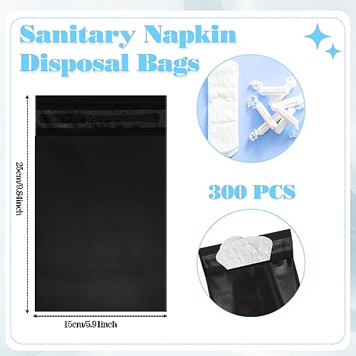 Fulmoon 300 Pcs Sanitary Napkin Disposal Bags for Tampons Pads, Black - color: Black