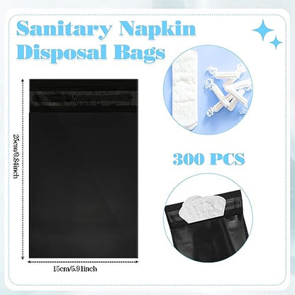 Fulmoon 300 Pcs Sanitary Napkin Disposal Bags for Tampons Pads, Black - color: Black