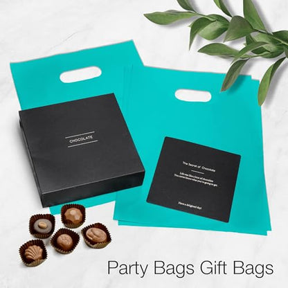 Choice Marts 100 Teal Plastic Bags With Handles 9x12 Merchandise Bags - color: Teal