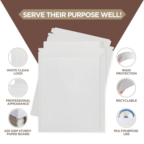 50 Pack 9.75x12.5 Inches Rigid Mailers, Self Adhesive Cardboard Mailers - size: 9.75x12.5" - Pack of 50