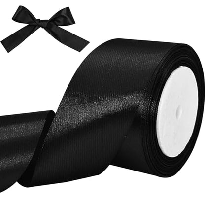 Luomorgo 2 Inch Black Satin Ribbon, 25 Yards - color: Black, size: 2 inch x 25 yards