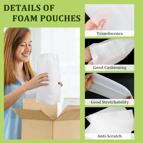 200PCS Foam Pouches with 4 Size (12x12", 10x10", 8x8", 6x6") - color: TW-four-size