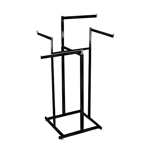 Econoco 4-Way High Cap. Garment Rack, Black, 22in Arms, 48–72in H - color: Black