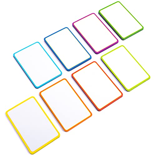 Availey 40 Pieces (3 x 2) - Colored Border Magnetic Dry Erase Labels - Reusable Strips for Classroom Home Office Garage - Refrigerator Blank Writable Erasable Cards - Name Tags Students Locker Shelf - color: Colored Border, size: 3 x 2 Inch